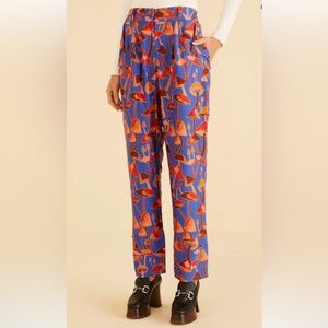 Farm Rio Bright Blue Mushroom Sketch Pants